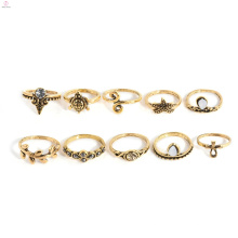 Niedliches Tier Midi Schmuck Knuckle Gold Schildkröte Ring Set